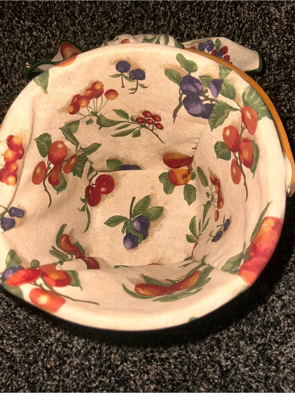 Longaberger Basket with Fruit-Print Liner